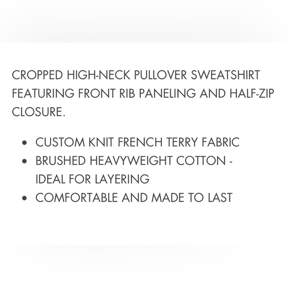 $218 JOAH BROWN NAVY HALF ZIP CROP SWEATSHIRT SKIMS HAILEY BIEBER FREE PEOPLE - Picture 5 of 6